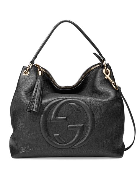 gucci black leather soho hobo bag|Gucci guccissima hobo bag.